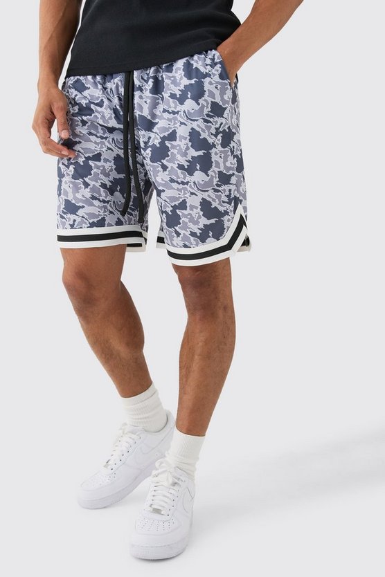 Lockere mittellange Camouflage Mesh Basketball-Shorts