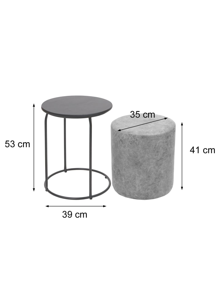 MCW 2er-Set Sitzhocker und Beistelltisch K48, Braun günstig kaufen onesize