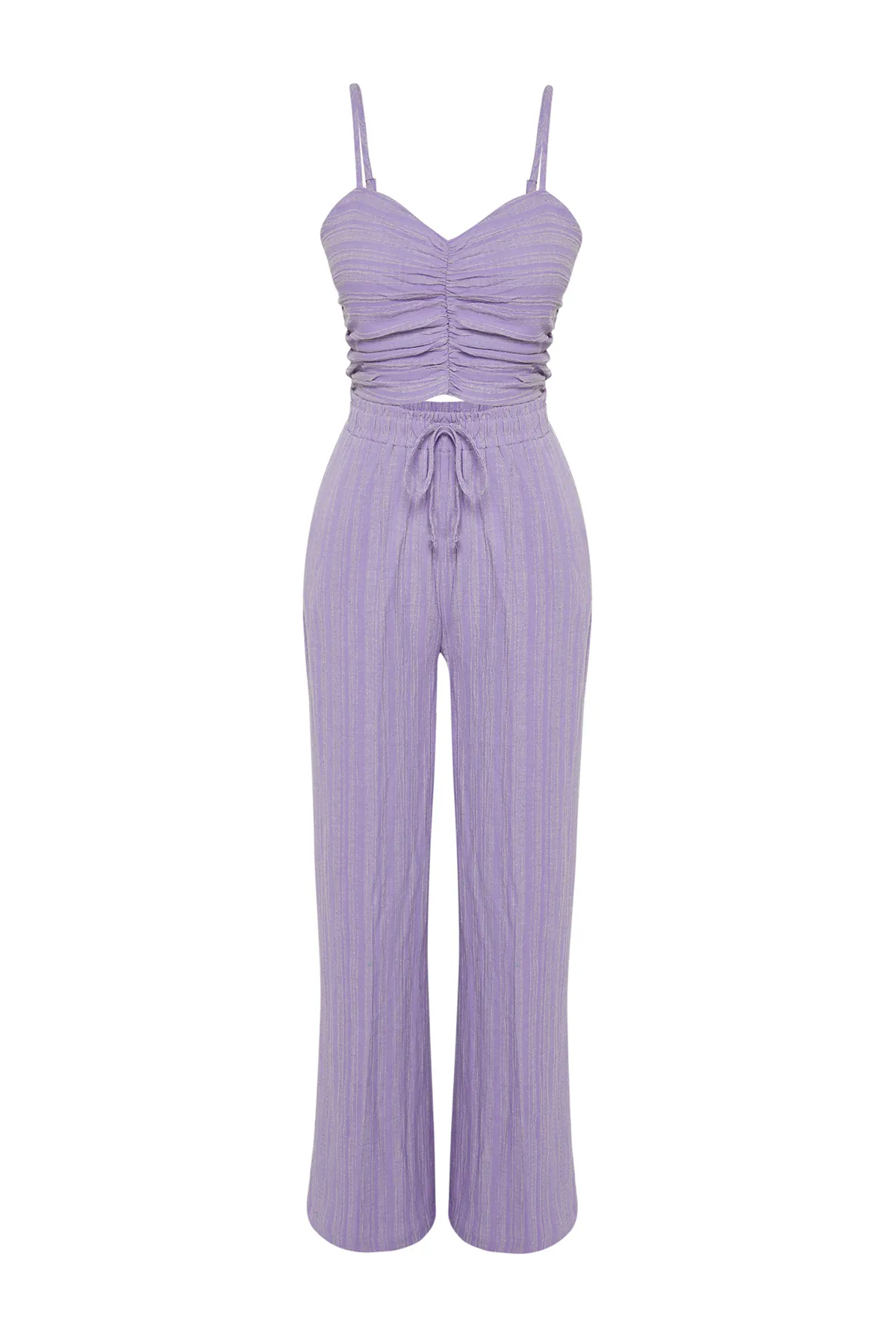 Trendyol Collection  Lila gewebtes Blusen-Hosen-Set TBESS24AU00076