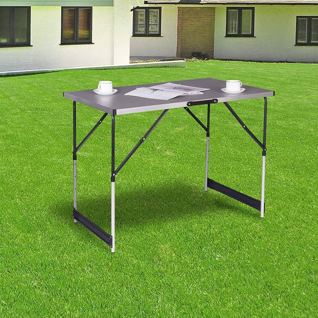 EUGAD Campingtisch (1-St), höhenverstellbar klappbar aus MDF, Aluminium Stahl