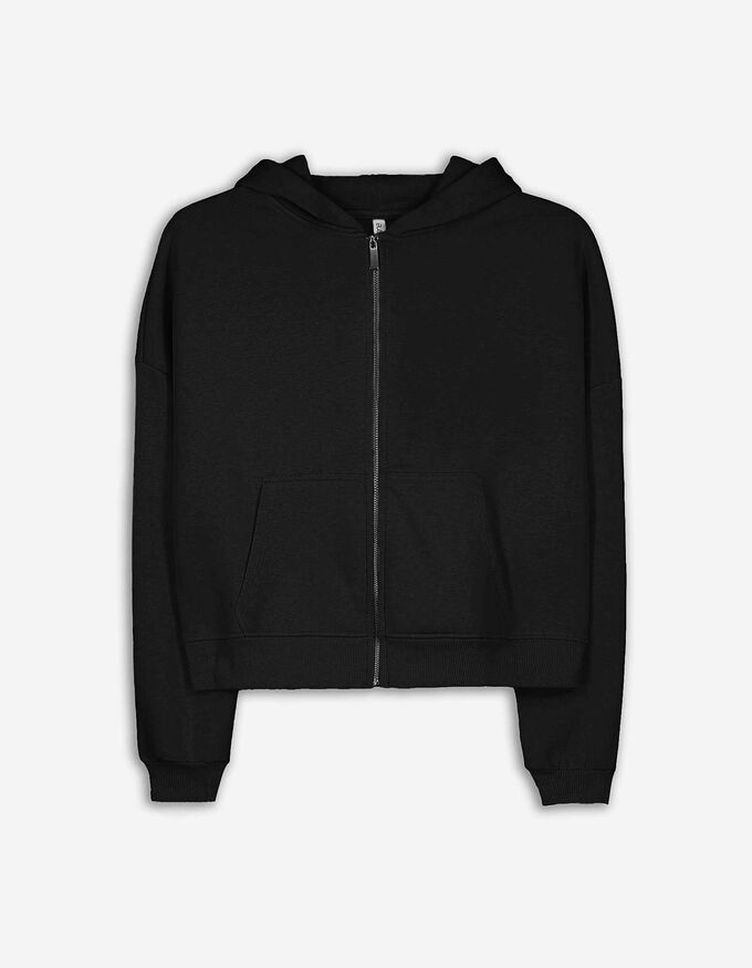 Cropped Sweatjacke - einfarbig