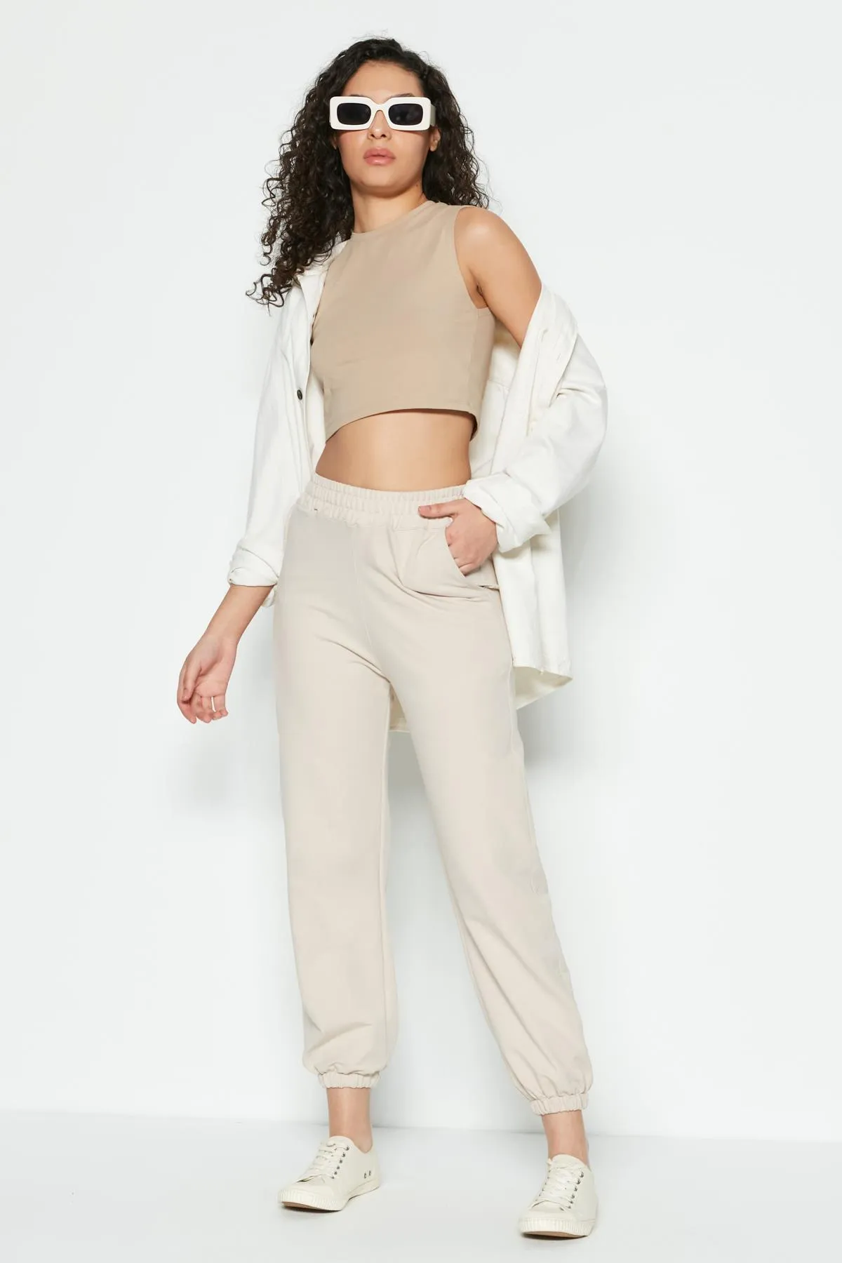 C&City  Basic Jogger Jogginghose 802 Creme