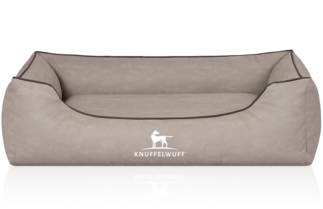 Knuffelwuff Hundebetten Knuffelwuff Hundebett Scottsdale aus Kunstleder hellgrau M-L