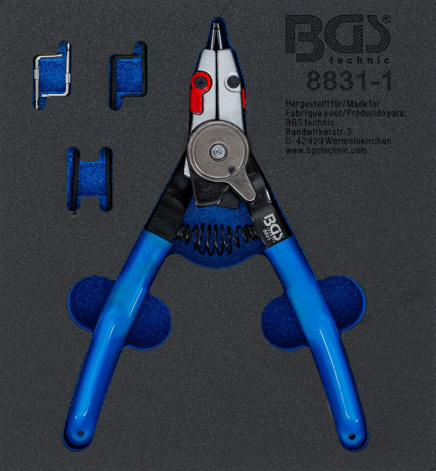 Clește pentru inele de siguranță BGS 8831-1, vârf interschimbabil, 180 mm