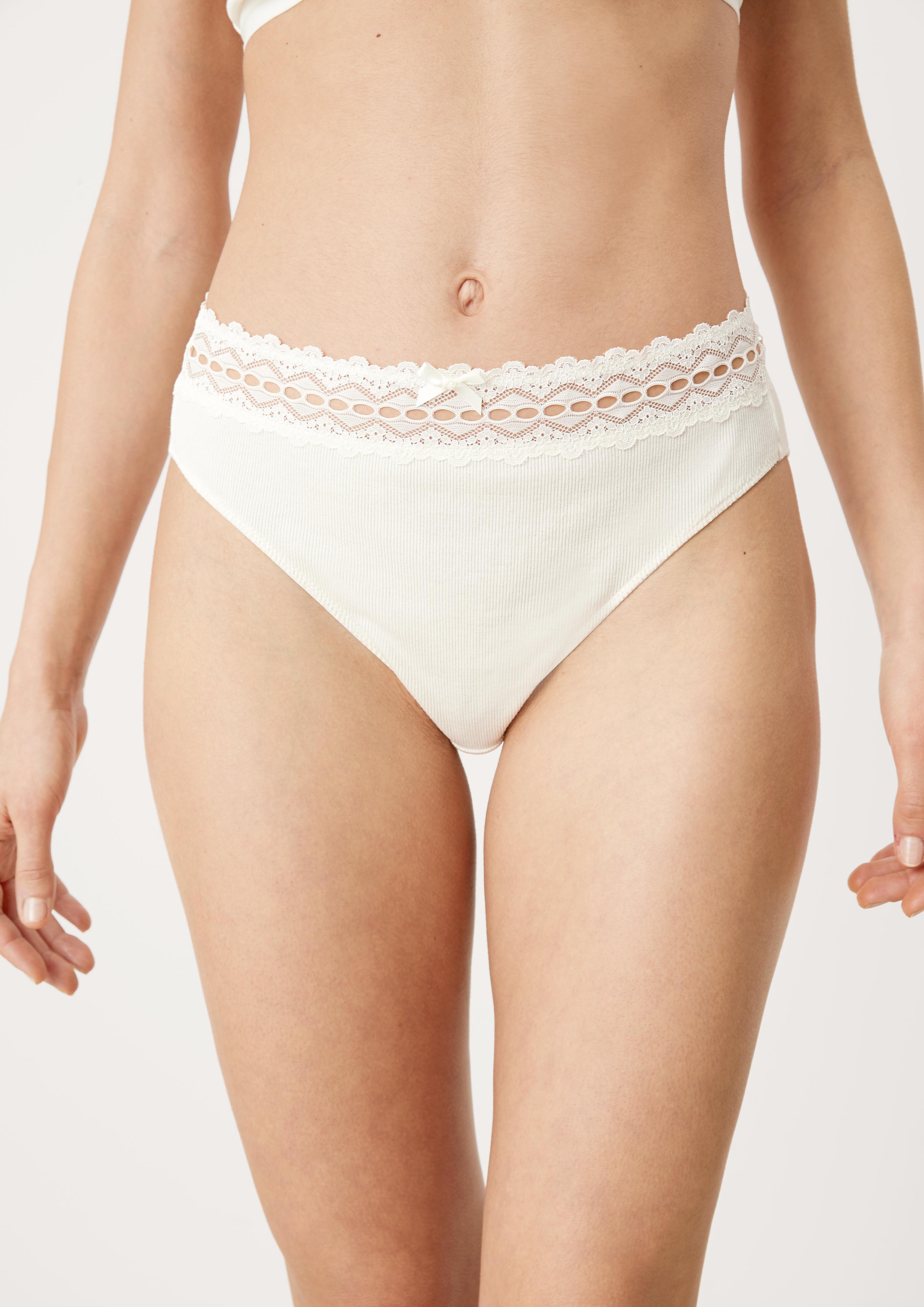 Slip aus Rippware mit Spitze  6007041-0900