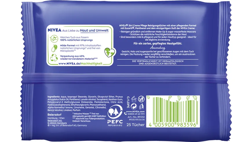 NIVEA 3in1 Creme Pflege Reinigungstücher