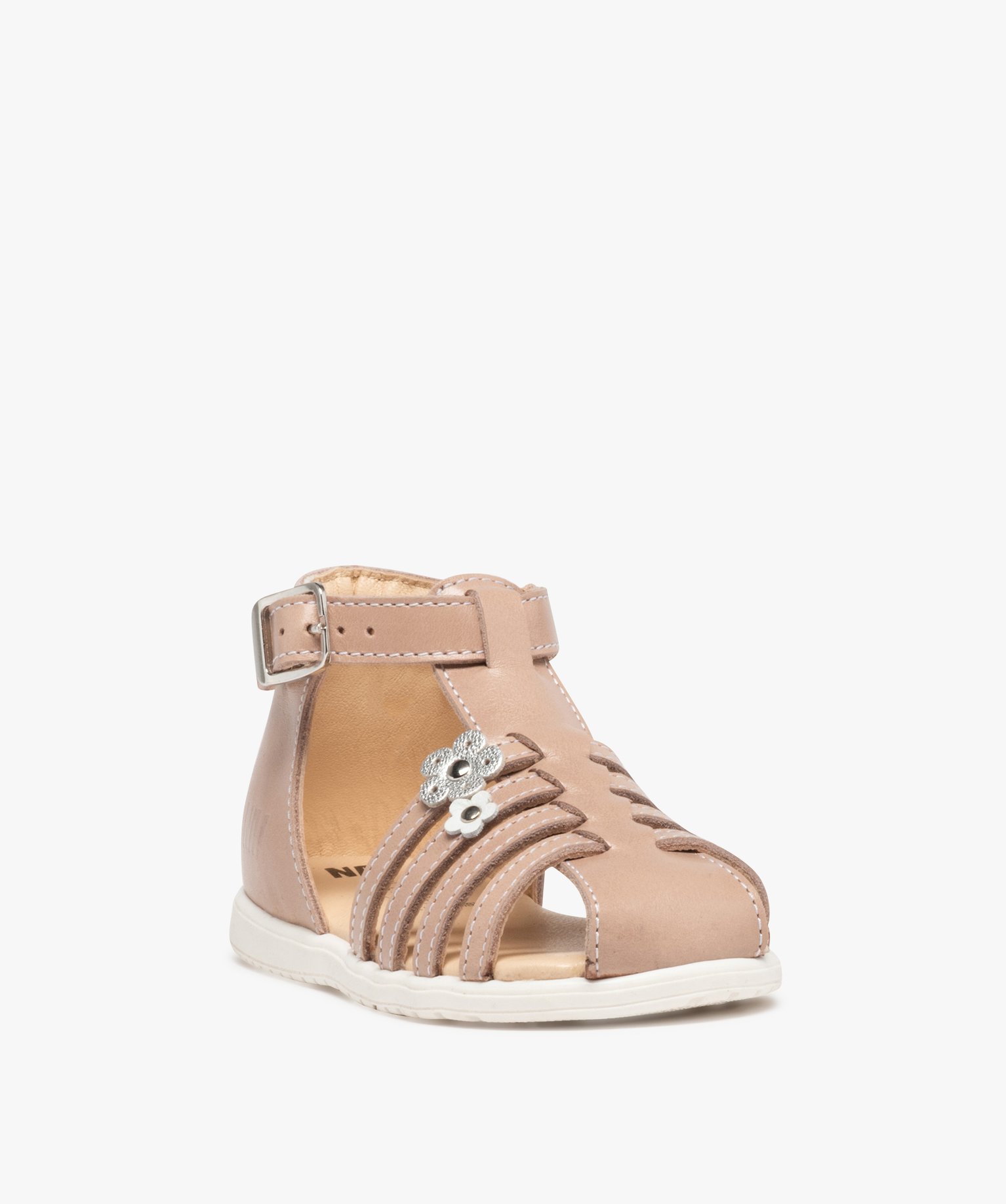 Sandales bébé fille en cuir à talon et bout fermés – NA! rose | GEMO