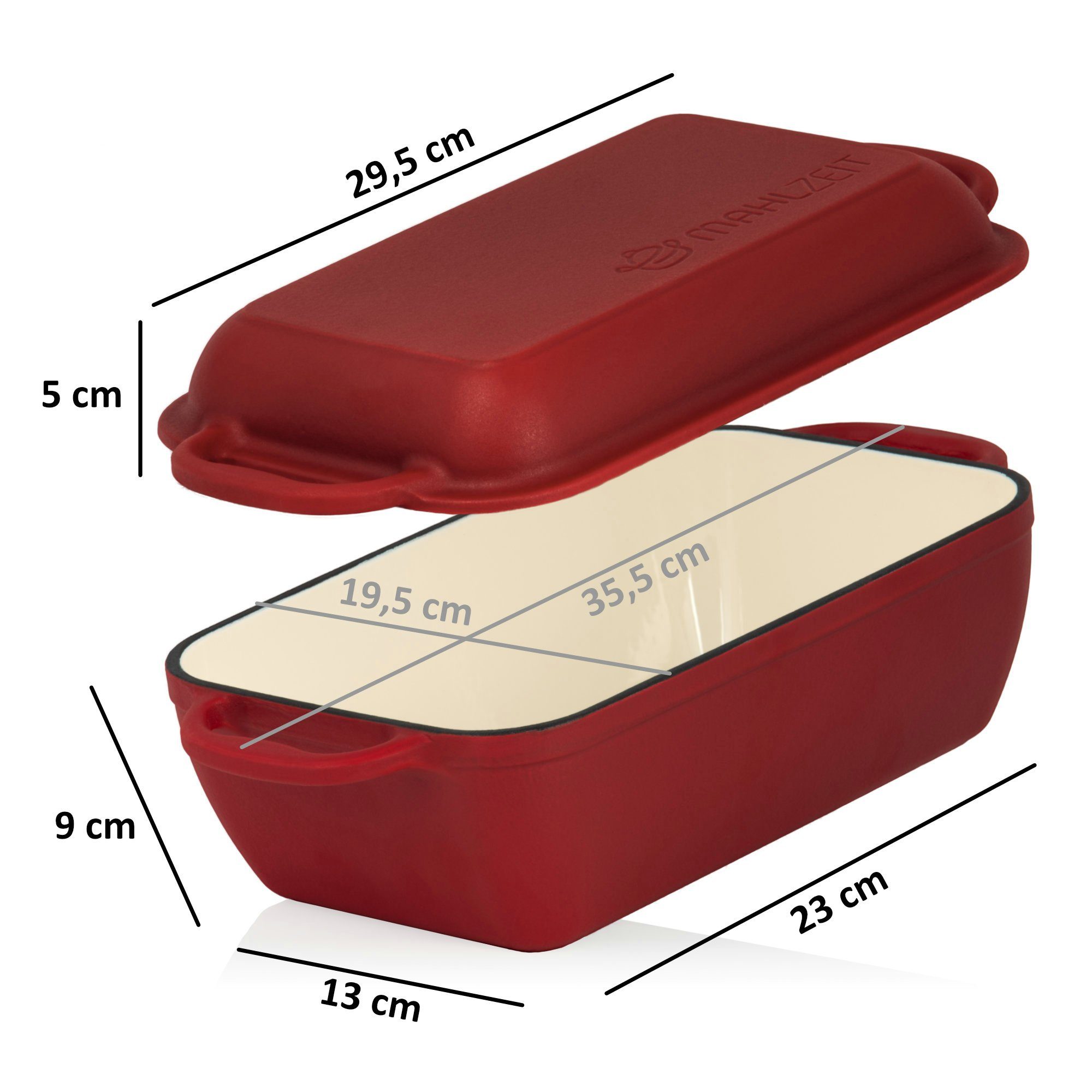 Mahlzeit Bräter Gusseisen, mit Deckel emailliert, 4,8 Liter, Dark Cherry, Bräter 2in1, Gusseisen