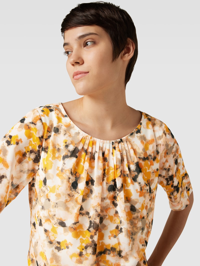 Blusenshirt mit Rundhalsausschnitt in ecru