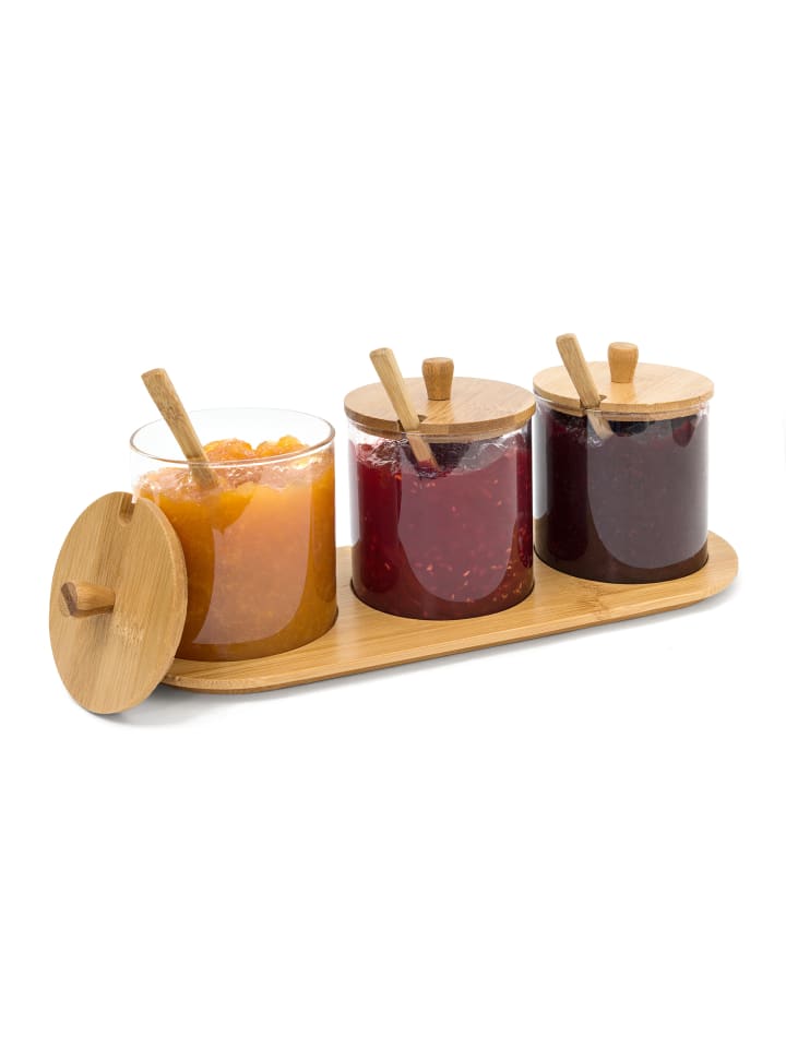 relaxdays Gewürzgläser Jiao in Natur - (B)31 x (H)12 x (T)12 cm günstig kaufen onesize