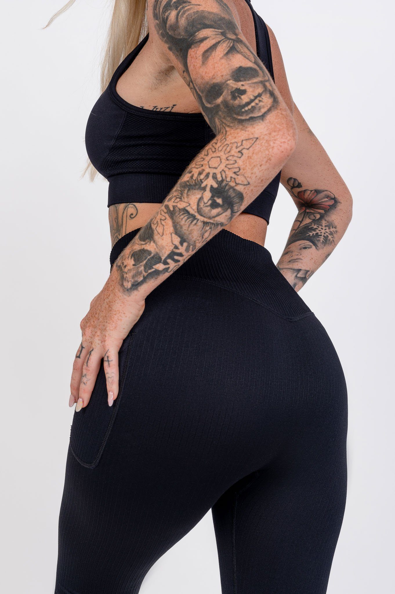 ESMINA Seamless Leggings Performance ripped 2 Handytaschen, Shapingeffekt, Sporthose, High Waist, gerippte Optik