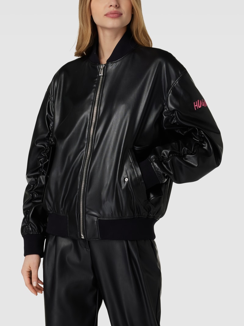 HUGO X P&C - Bomberjacke mit Label-Stitching in schwarz