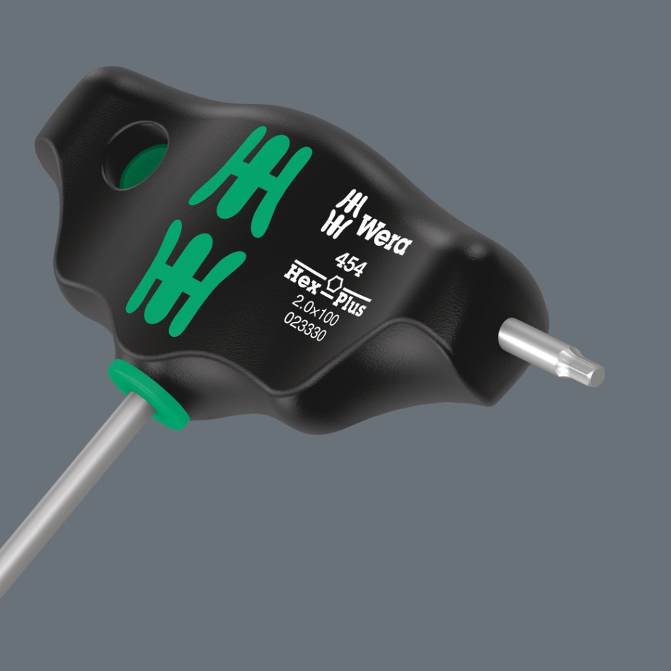 Chave de fenda hexagonal com cabo em T Wera 05023330001 454 Hex-Plus, 2 x 100 mm
