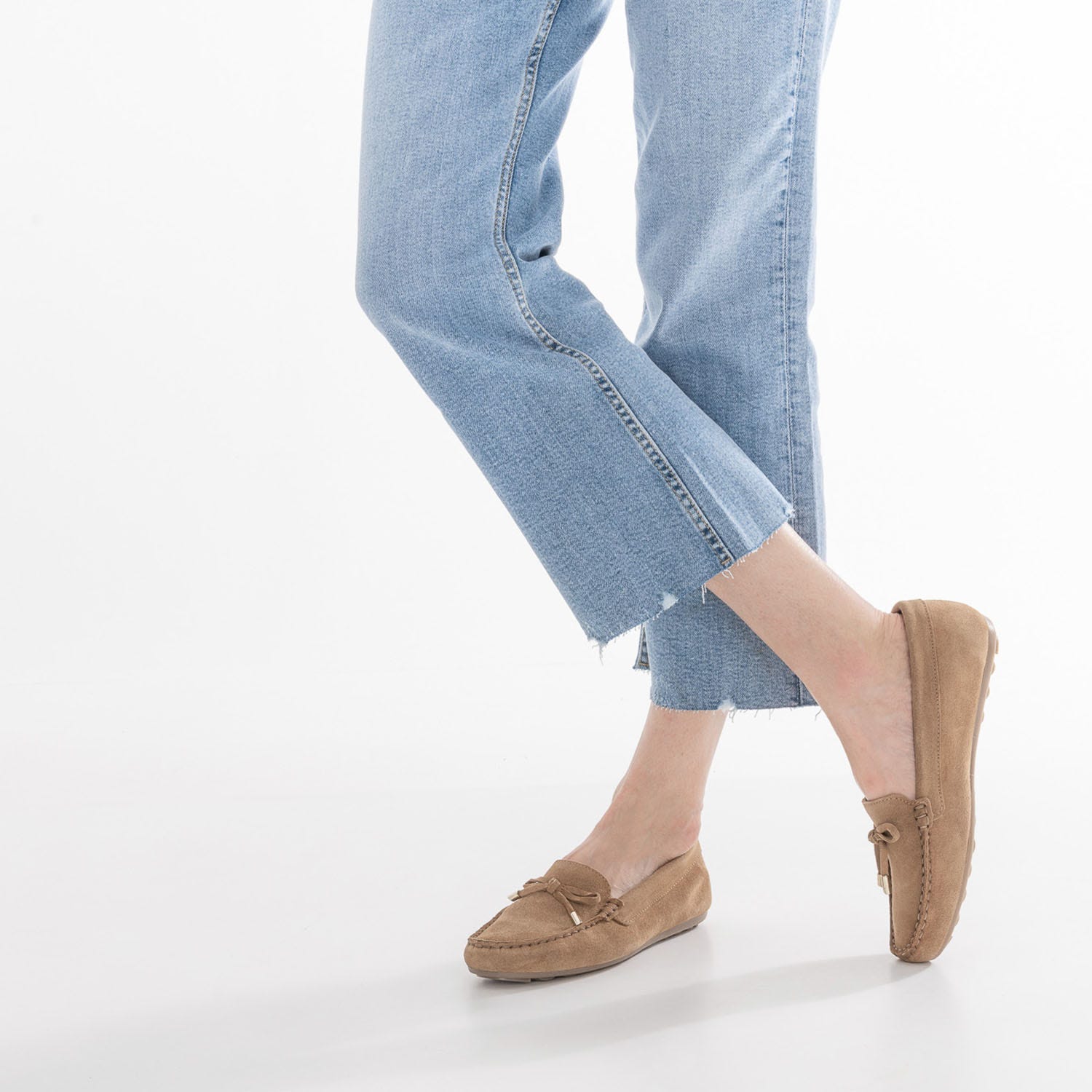 Mocassin camel en cuir velours éco-conçu