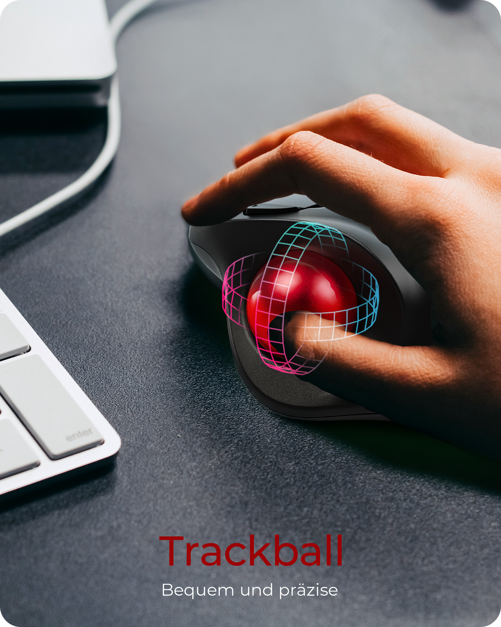 ICY BOX KeySonic KSM-6101RF-EGT, Ergonomische Trackball Maus