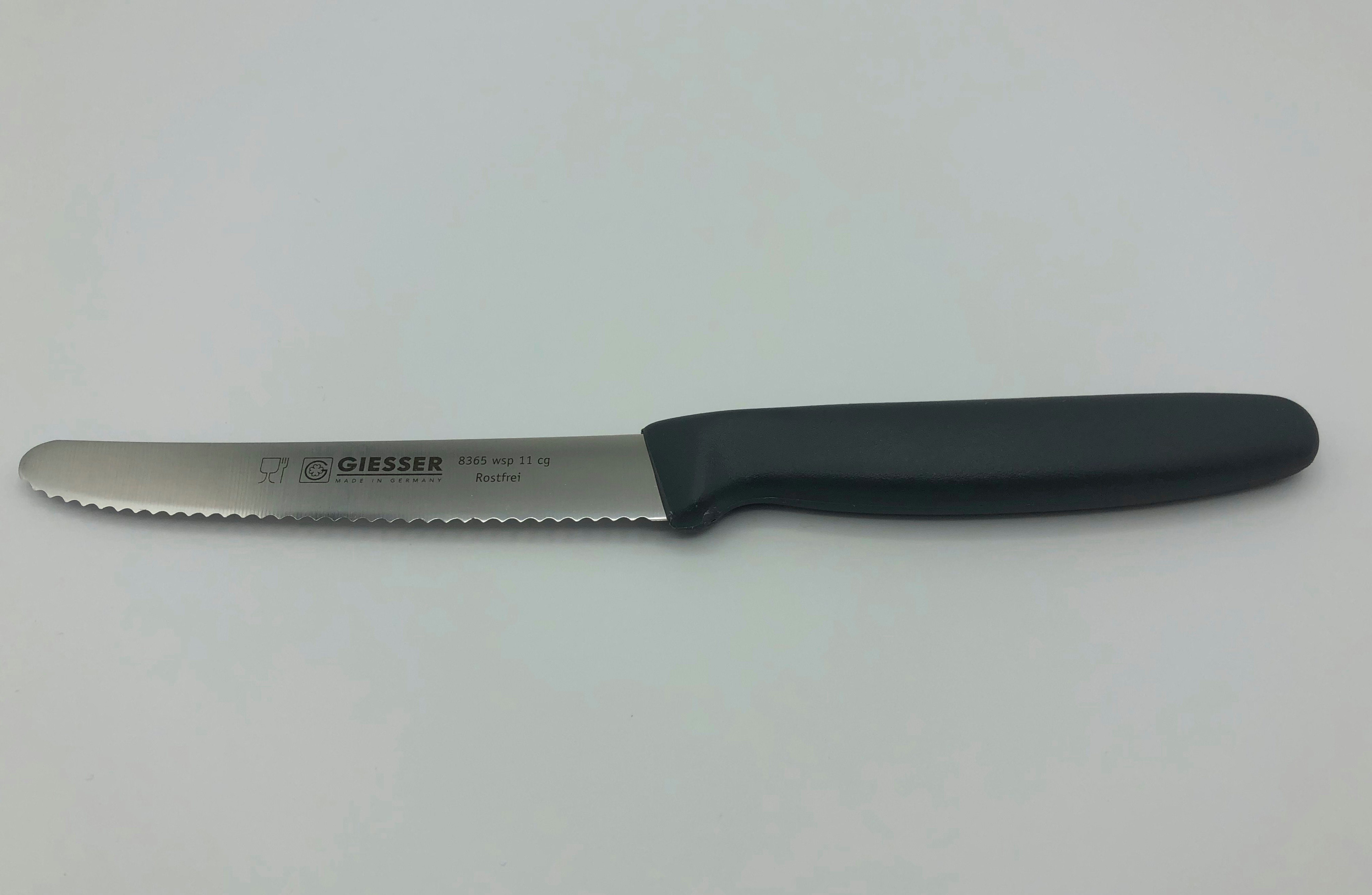 Giesser Messer Tomatenmesser Allzweckmesser Brötchenmesser 8365 wsp 11, Spülmaschinenfest, 3 mm Wellenschliff extrem scharf, 19 Farben