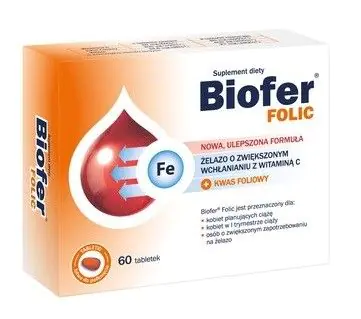 „Biofer Folic“, pagerintos absorbcijos geležis su folio rūgštimi ir vitaminu C, tabletės