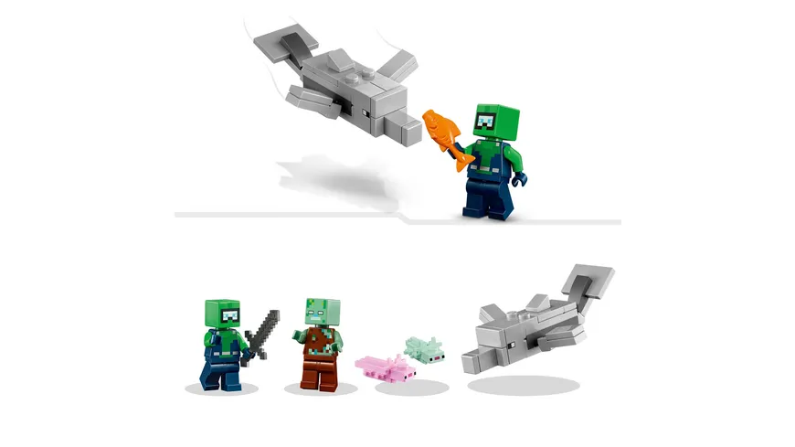 LEGO Minecraft 21247 Das Axolotl-Haus, Set mit baubarem Haus und Figuren