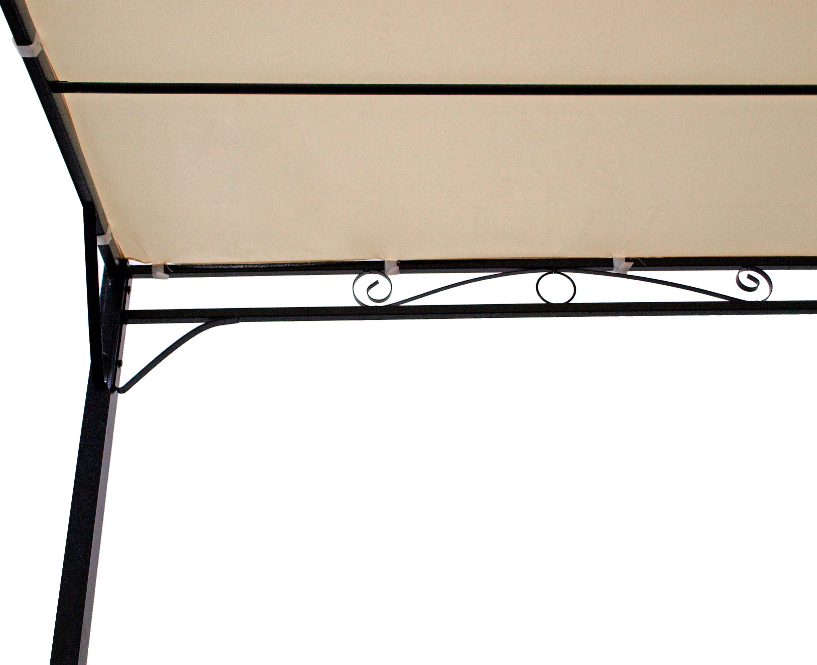 DEGAMO Anbaupavillon MANTOVA-XL, 3,0x3,0 Meter, Gestell Stahl schwarz, Plane PVC-beschichtet écru