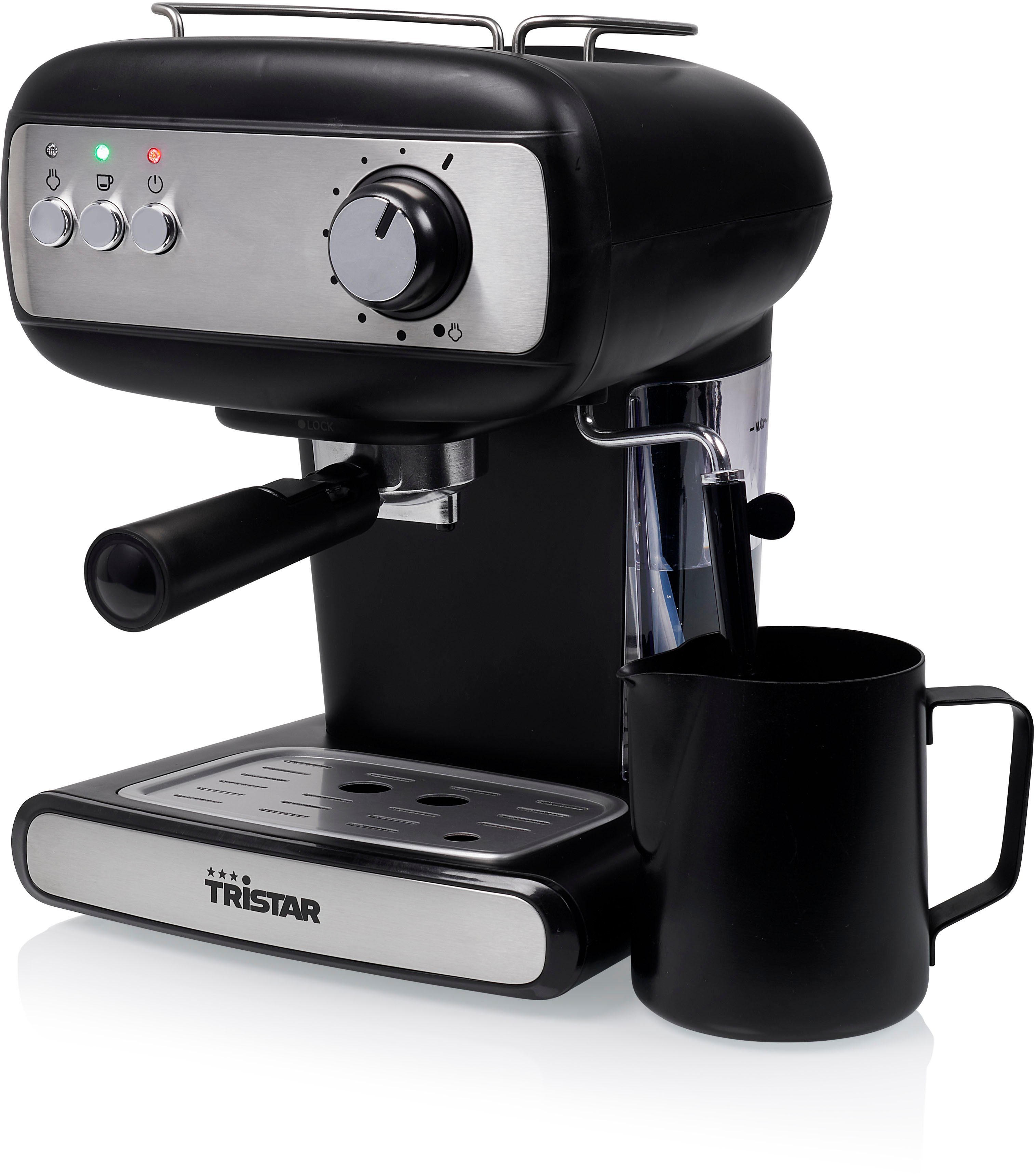 Tristar Espressomaschine CM-2276-DE, mit Tassenwärmer und Milchschaum-Düse, 20-bar