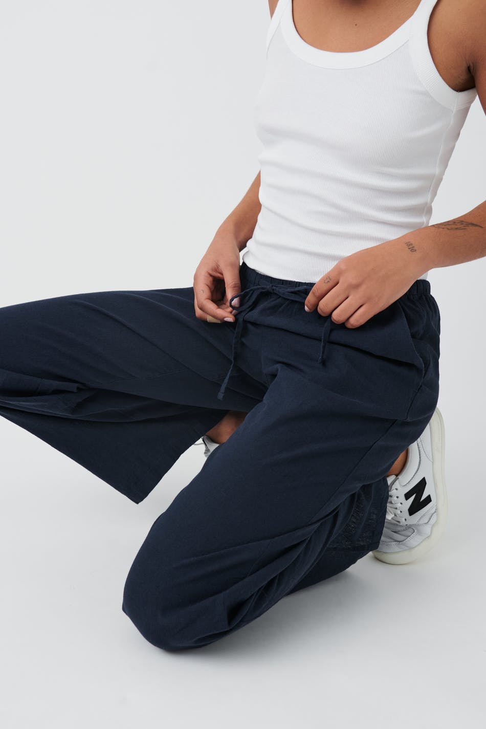Linen blend trousers