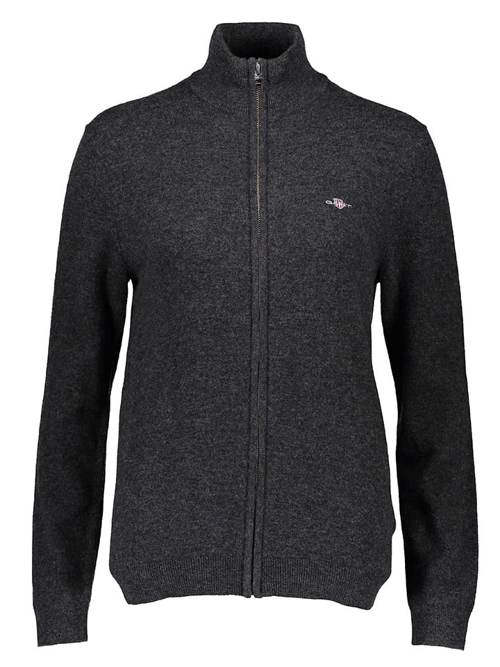 Gant Woll-Cardigan in Anthrazit günstig kaufen