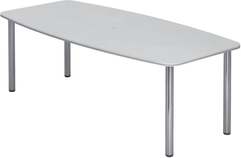 Hammerbacher Konferenztisch Silber, Weiß Chrom, Melaminharzbeschichtete Spanplatte KT22C 2.200 x 1.050 x 740 mm