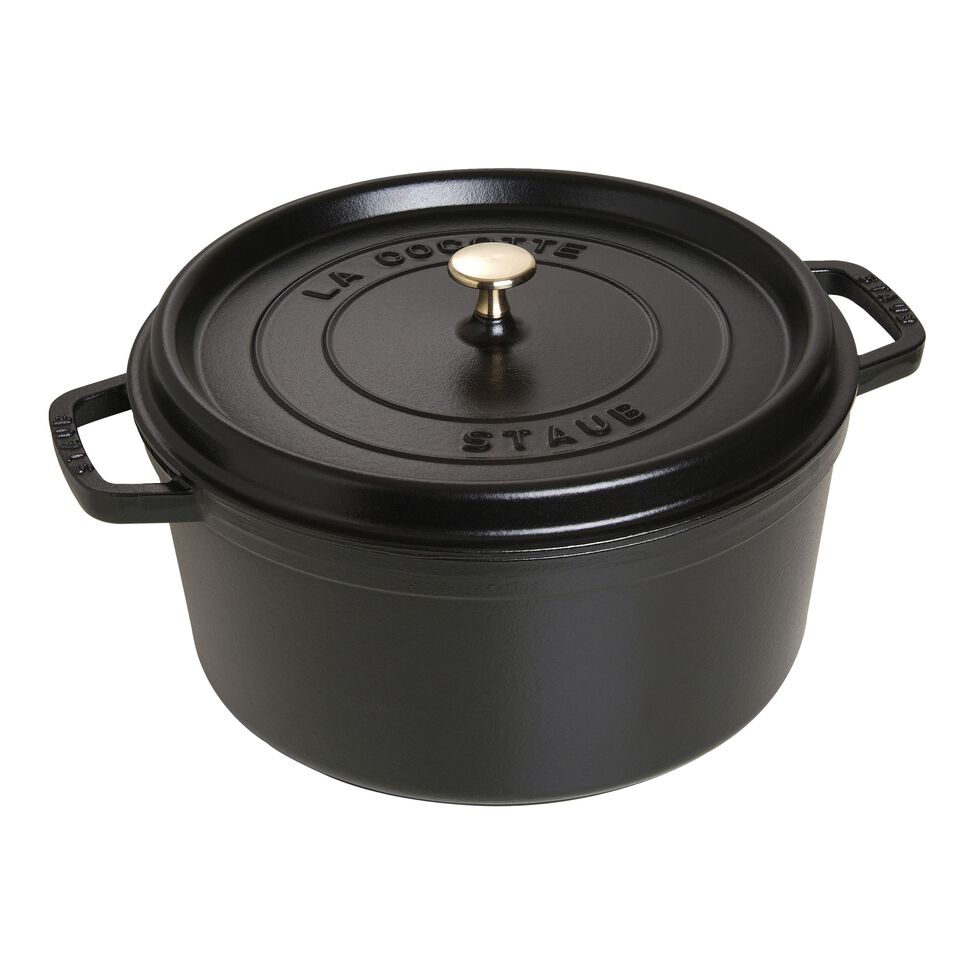 Cocotte 30 cm, rund, Schwarz, Gusseisen