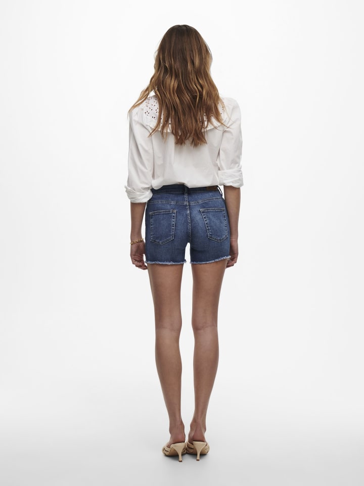 ONLY Shorts kurze Denim Jeans Shorts Knopf und Reißverschluss in Dunkelblau günstig kaufen