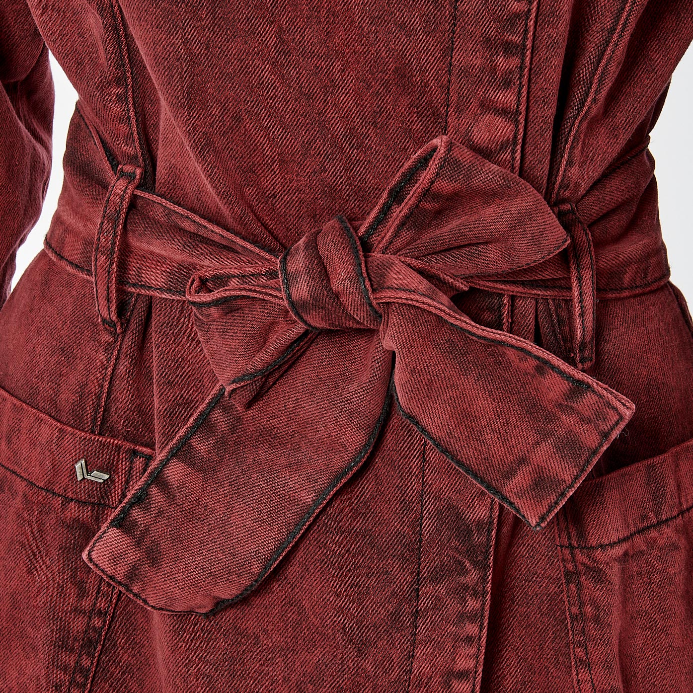 DUNA   Robe portefeuille en jean rouge femme