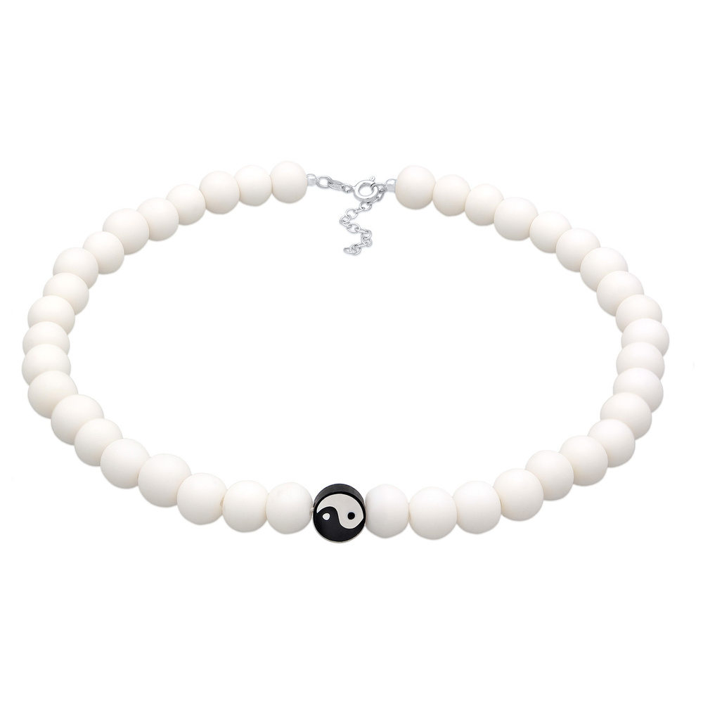 Elli Elli Collier Femmes Symbole Ying-Yang Bead avec des perles de résine en argent st collier