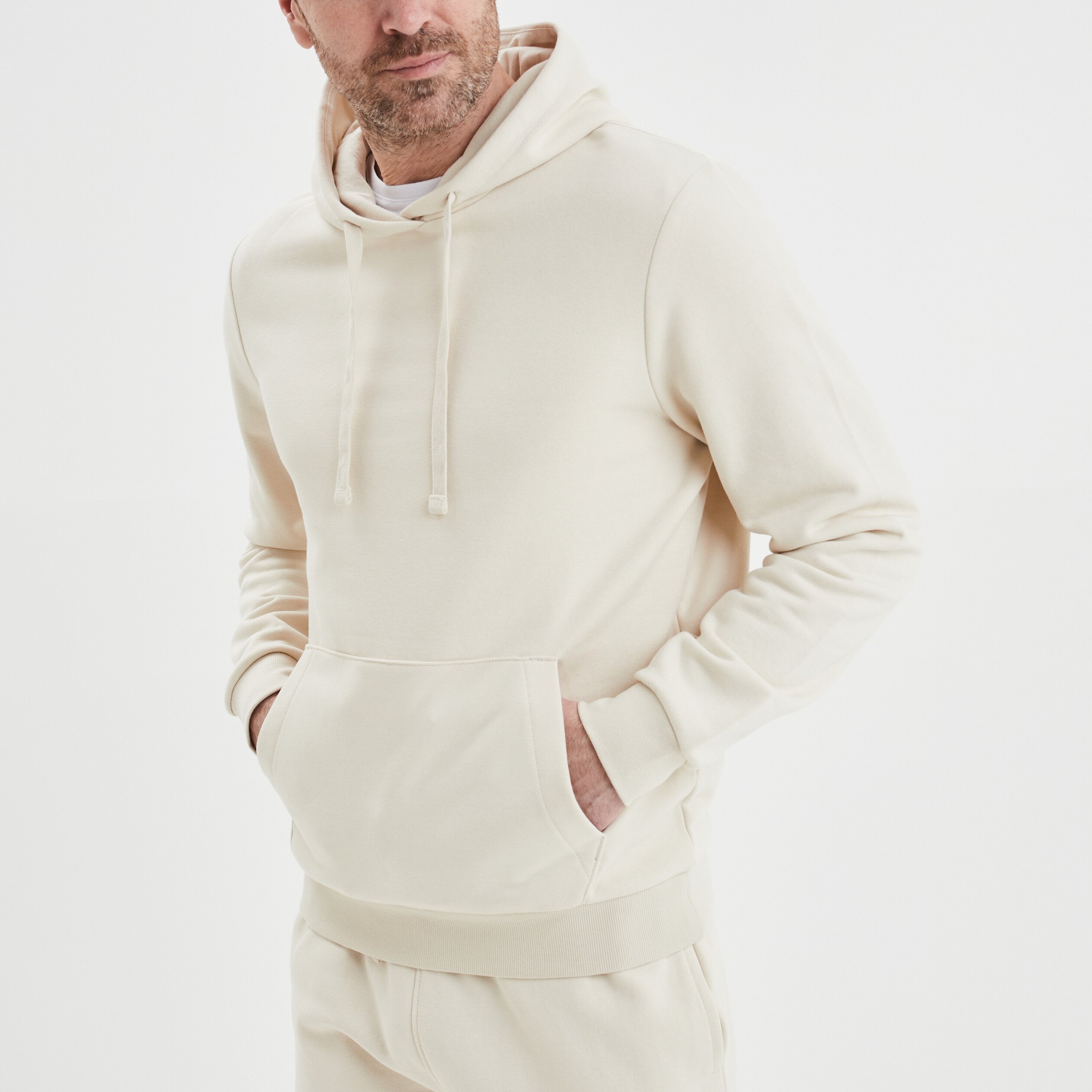 Sweat molleton à capuche hoodie ecru homme | La Halle