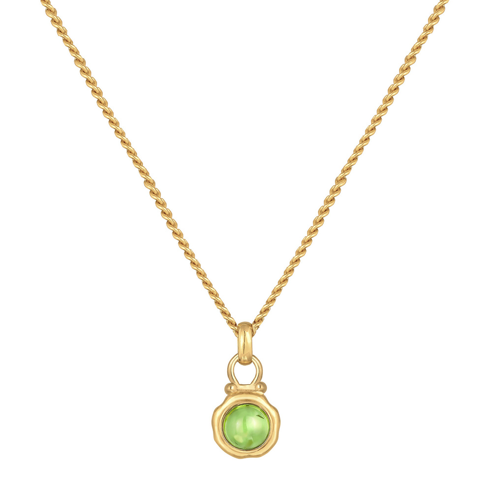 Elli PREMIUM Elli PREMIUM Collier Pendentif Rond Classique pour Femme avec Pierre Péridot en A collier