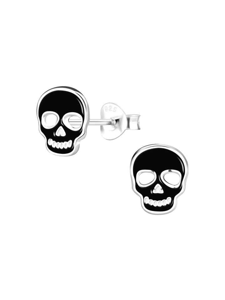 Alexander York Ohrringe, Ohrstecker TOTENKOPF schwarz in 925 Sterling Silber, 2-tlg. günstig kaufen onesize