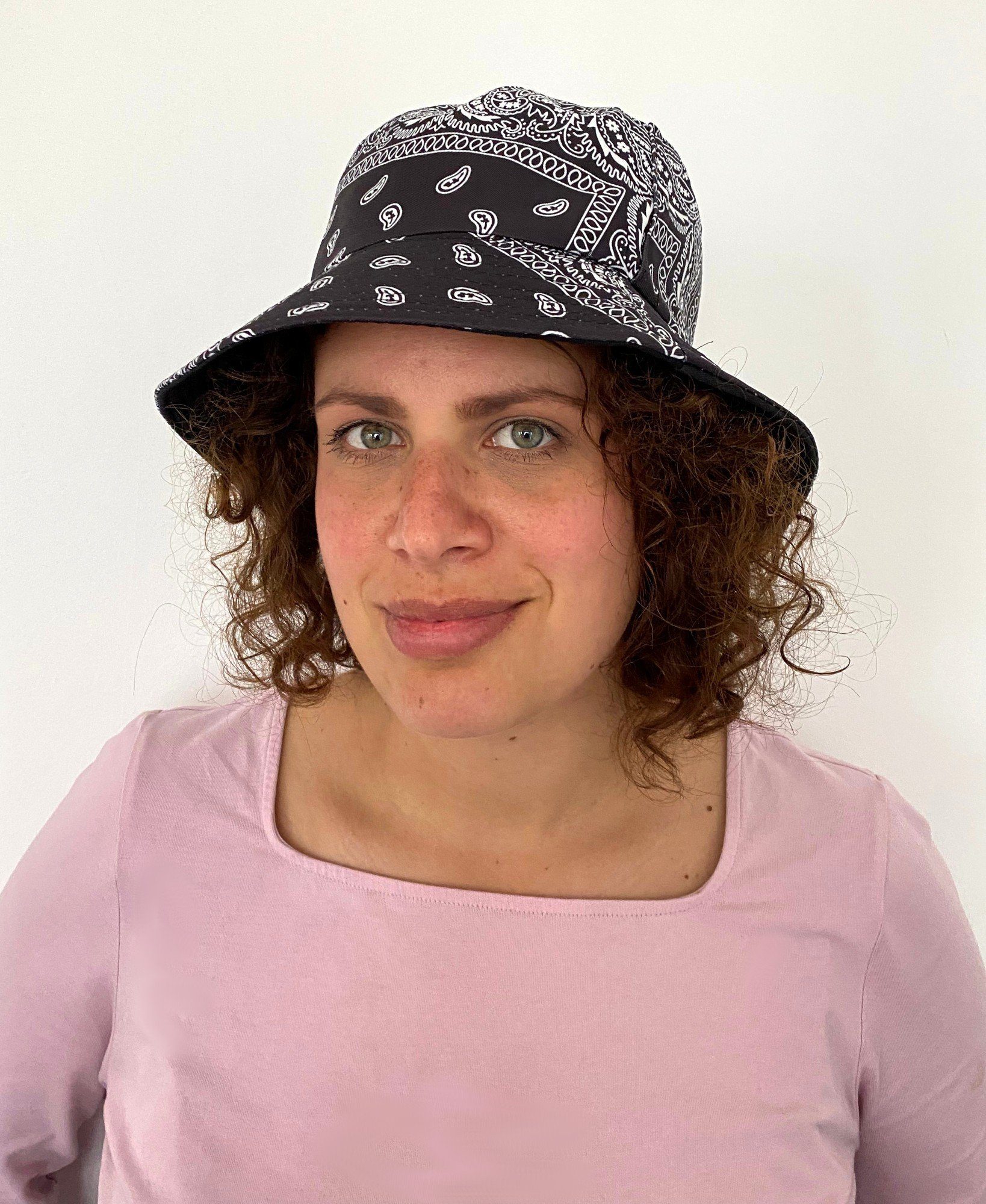 Ella Jonte Schlapphut Bucket Hat Damen Hut Paisley-Muster Wendehut Viskose Baumwolle