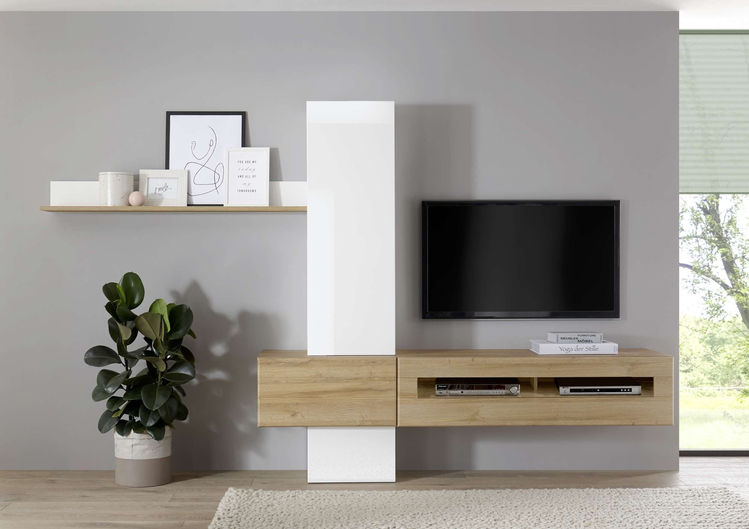 Stylefy Wohnwand Keymen, (Set (5-St), Wohnzimmer-Set), 5-teilig, mit Push-to-Open, MDF, variabel hängbar, Modern Design