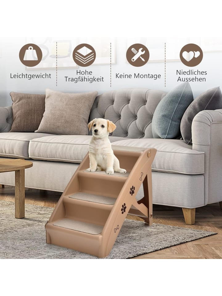 COSTWAY 4-stufig Haustiertreppe in Braun günstig kaufen onesize