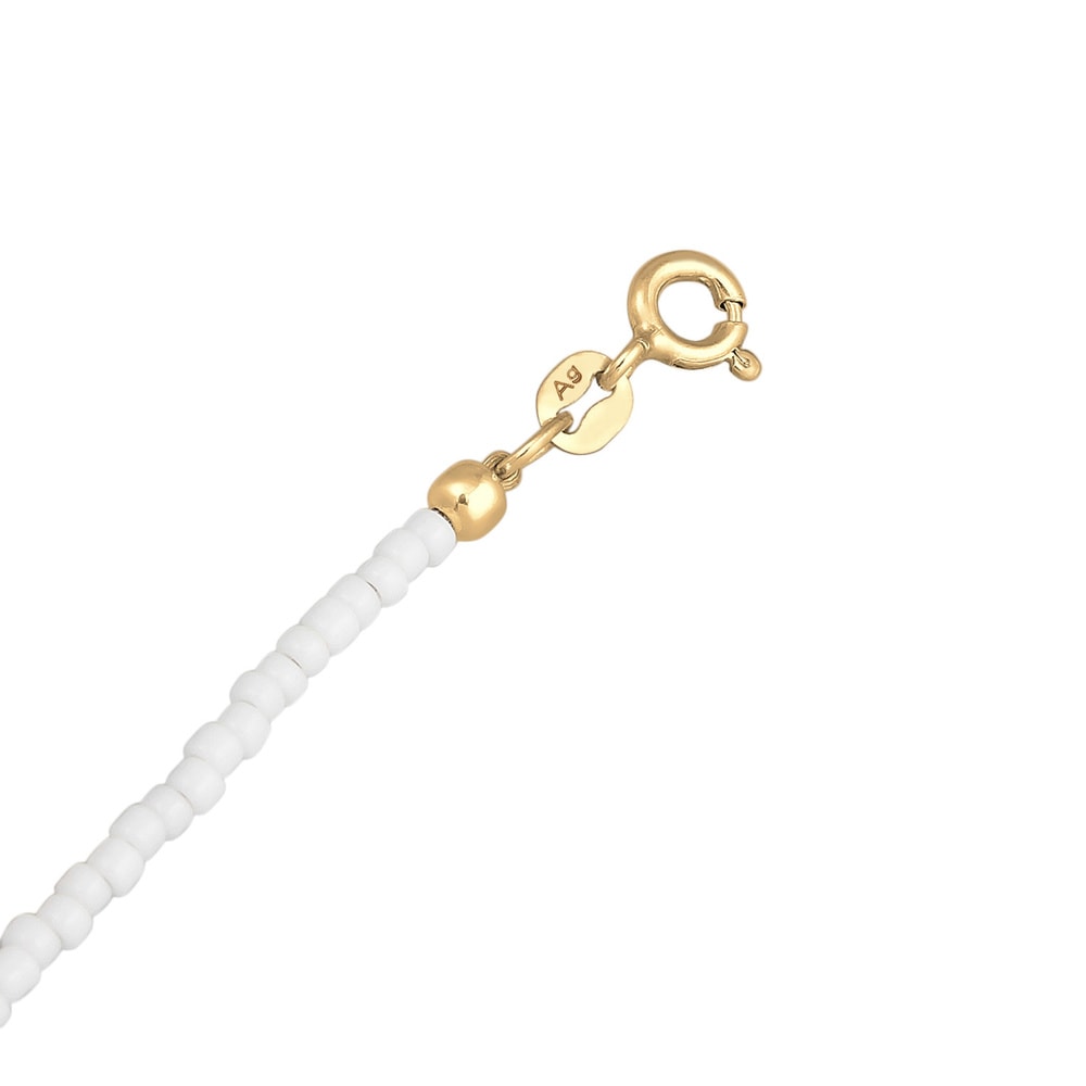 Elli Elli Collier Femmes choker perles de verre Ying Yang en argent sterling 925 plaqu collier