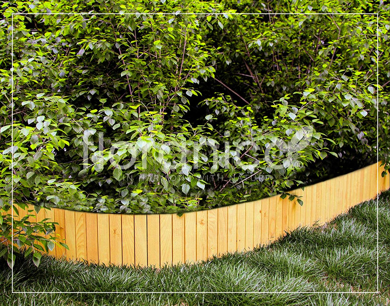 Pemicont Floranica Rollborder II Flexibler Holzzaun 203cm Höhe: 10cm Natur Imprägniert Kiefernholz Beeteinfassung Rasenkante Palisade Umzäunung für Obstgärten Beete Wege