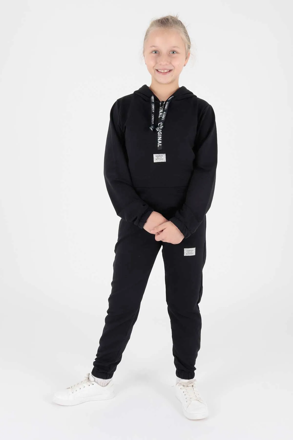 AHENGİM  Junges bedrucktes Trend-Trainingsanzug-Set für Mädchen Ak2233