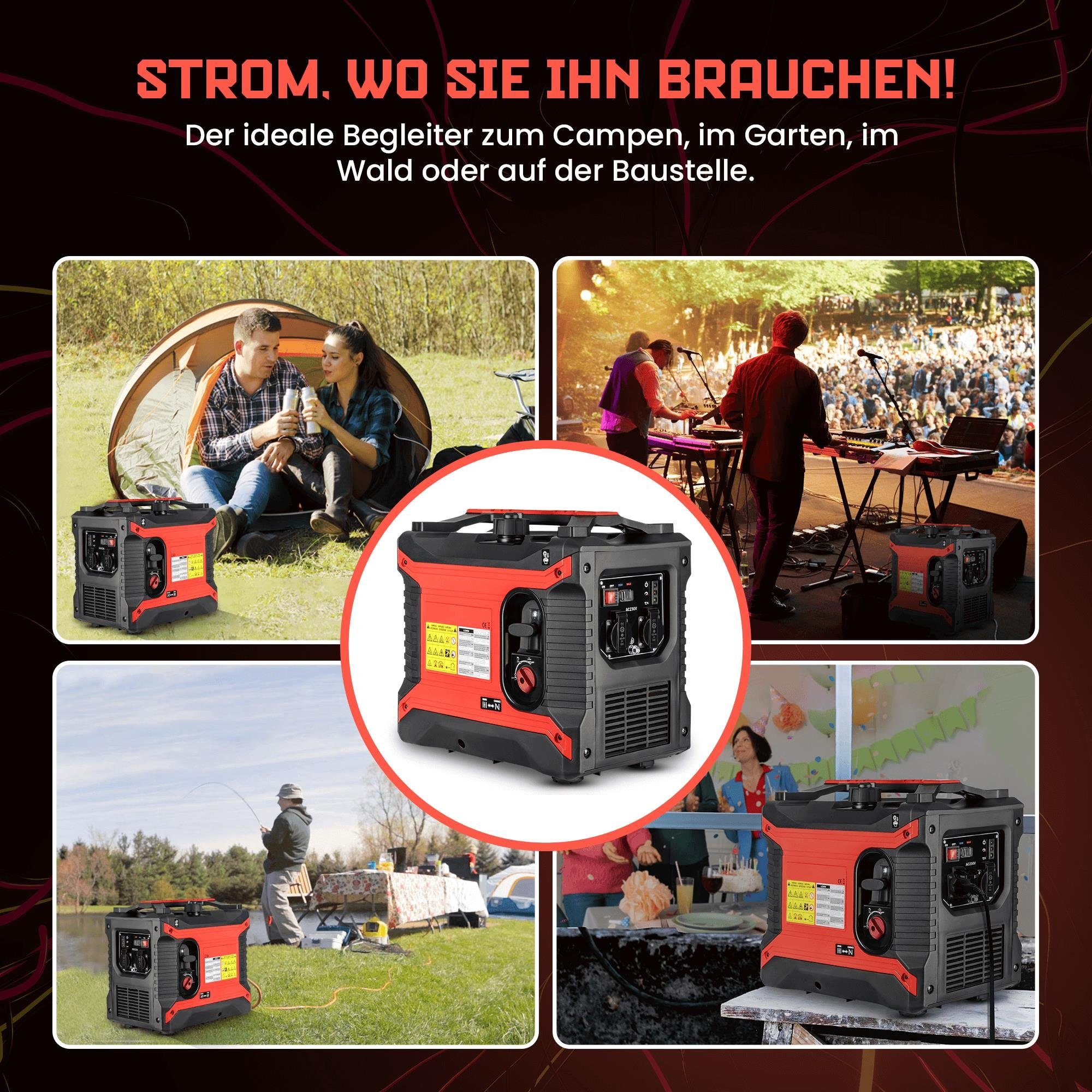 Morleos Stromerzeuger Inverter Stromgenerator Generator Notstromgenerator 2000 Watt 2x230V