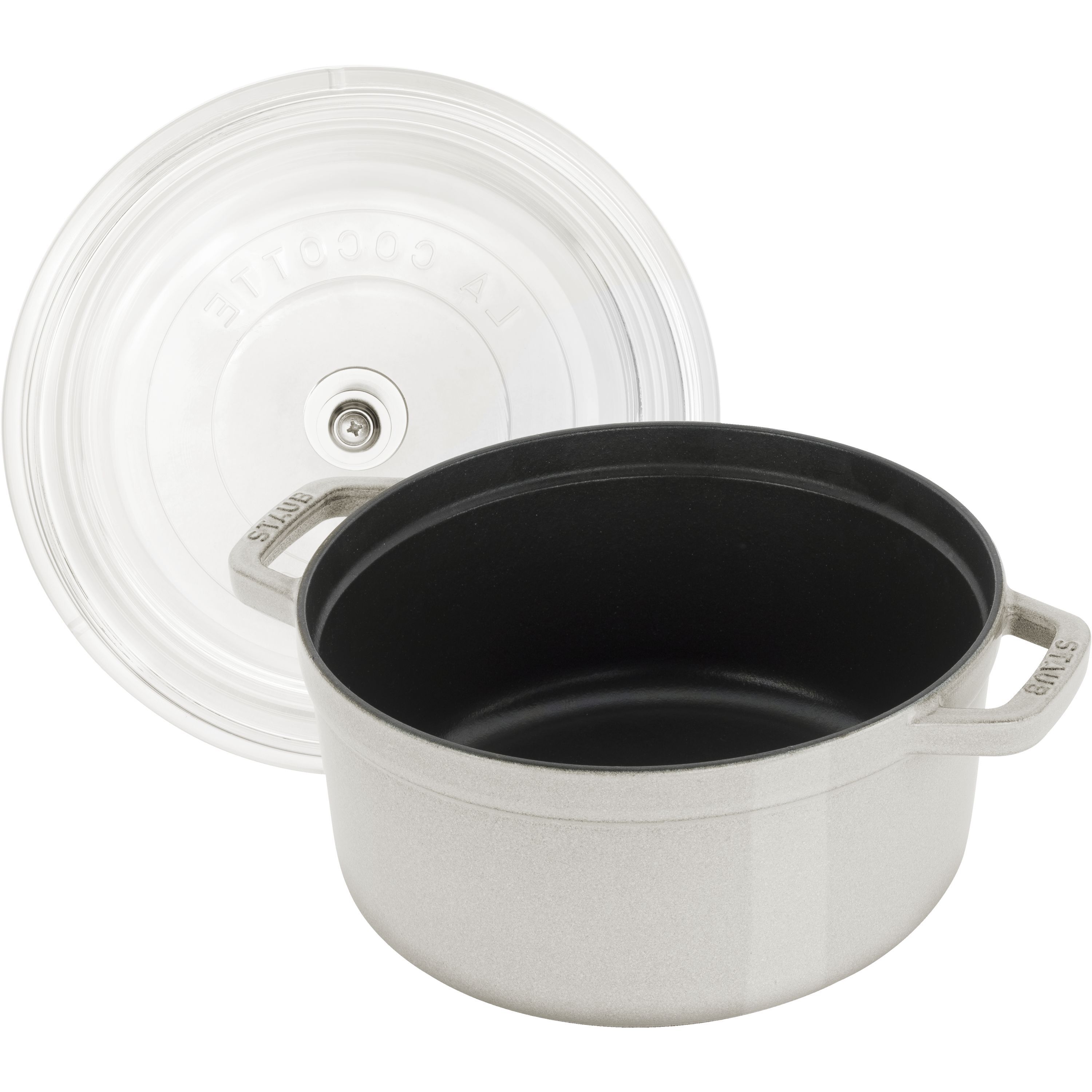 Cocotte mit Glasdeckel 24 cm, rund, Weisser Trüffel, Gusseisen