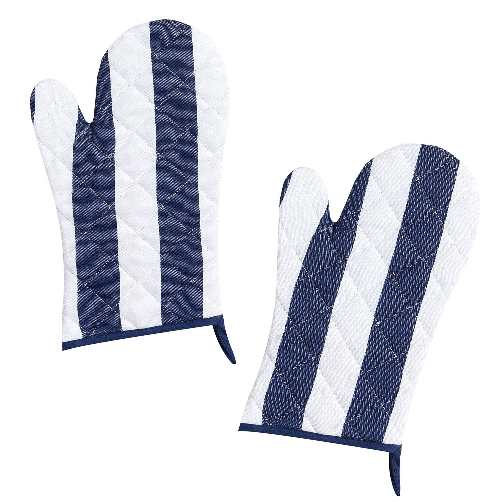 Kracht Topfhandschuhe Blockstreifen, (Set, 2-tlg., Set), 2er Set Ofenhandschuhe, wattiert, ca. 20x30 cm