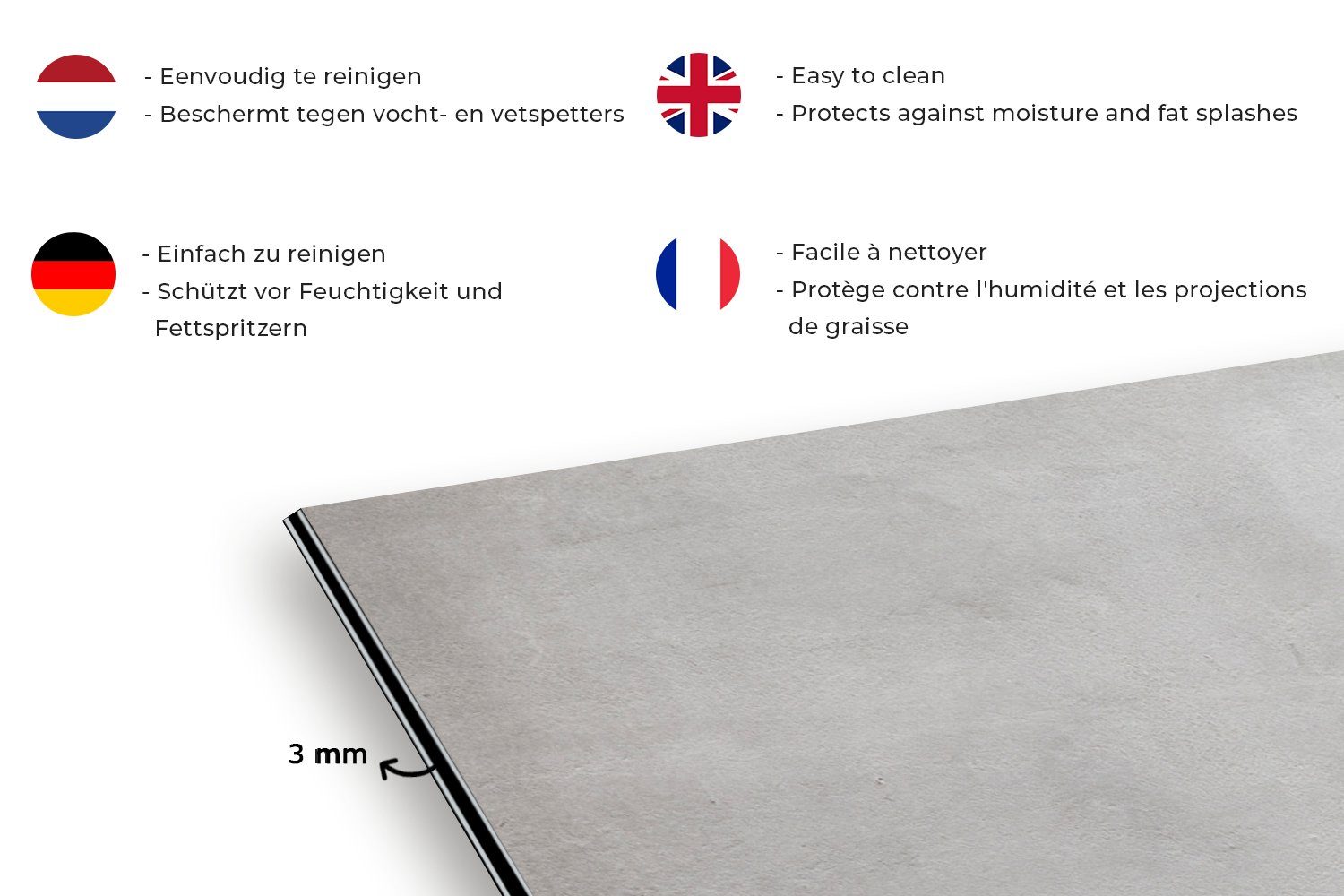 MuchoWow Küchenrückwand Beton - Grau - Zement - Industriell - Strukturiert, (1-tlg), 60x30 cm, Wandschutz, gegen Fett und Schmutzflecken für Küchen