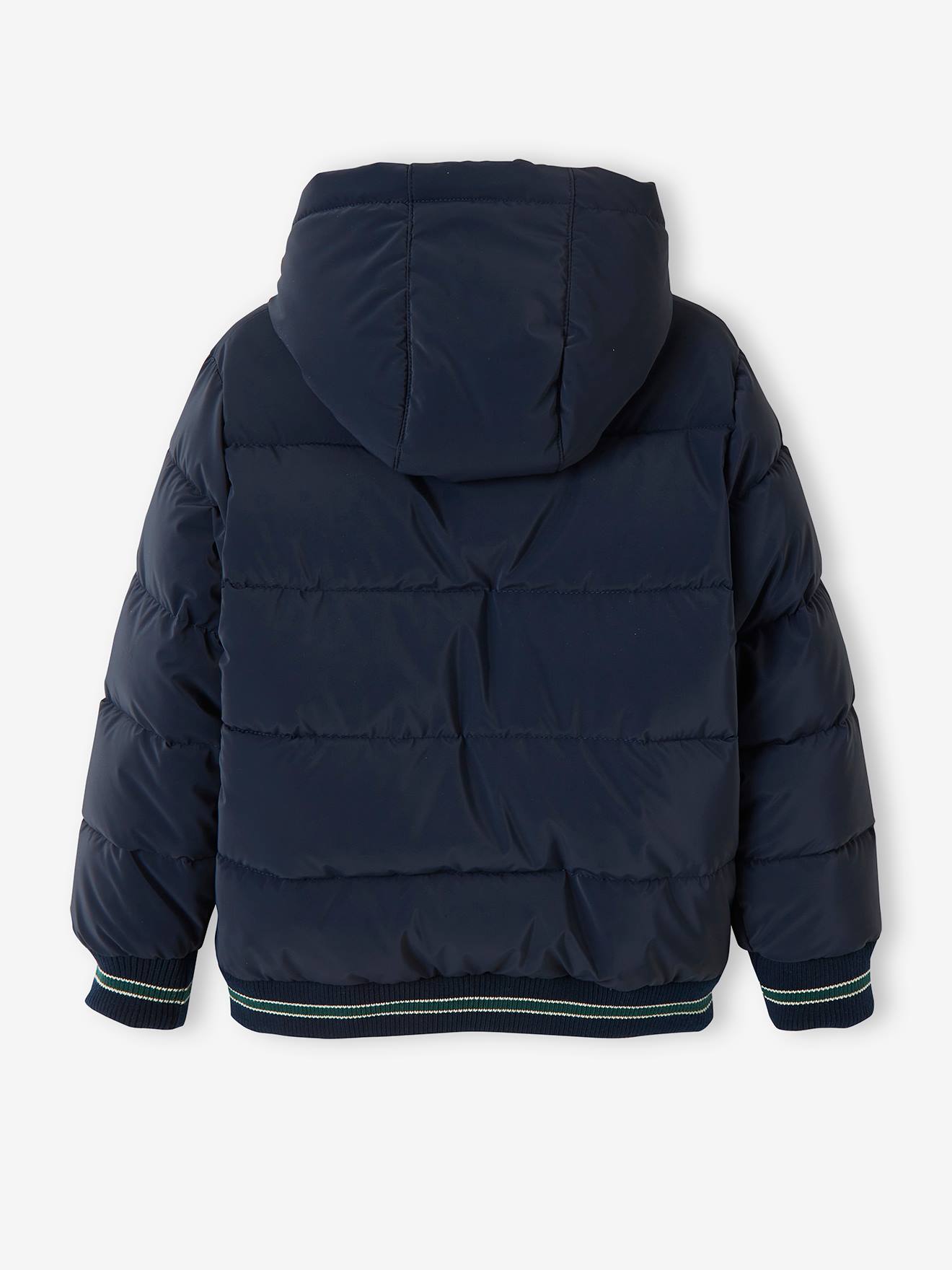 Doudoune collège doublée polaire garçon avec badge poitrine dark bleu indigo