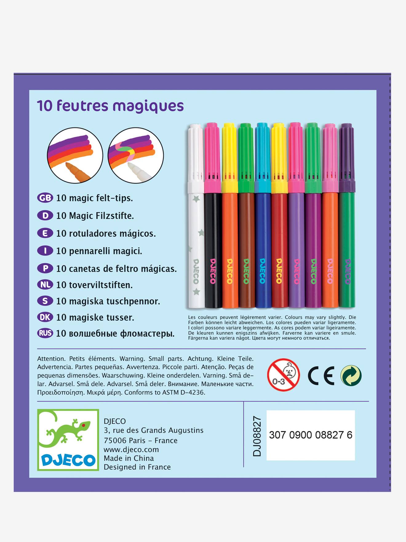Djeco 10 Filzstifte DJECO - mehrfarbig
