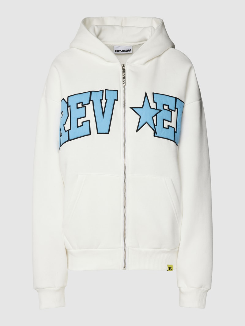 Sweatjacke mit Label-Stitching in weiß
