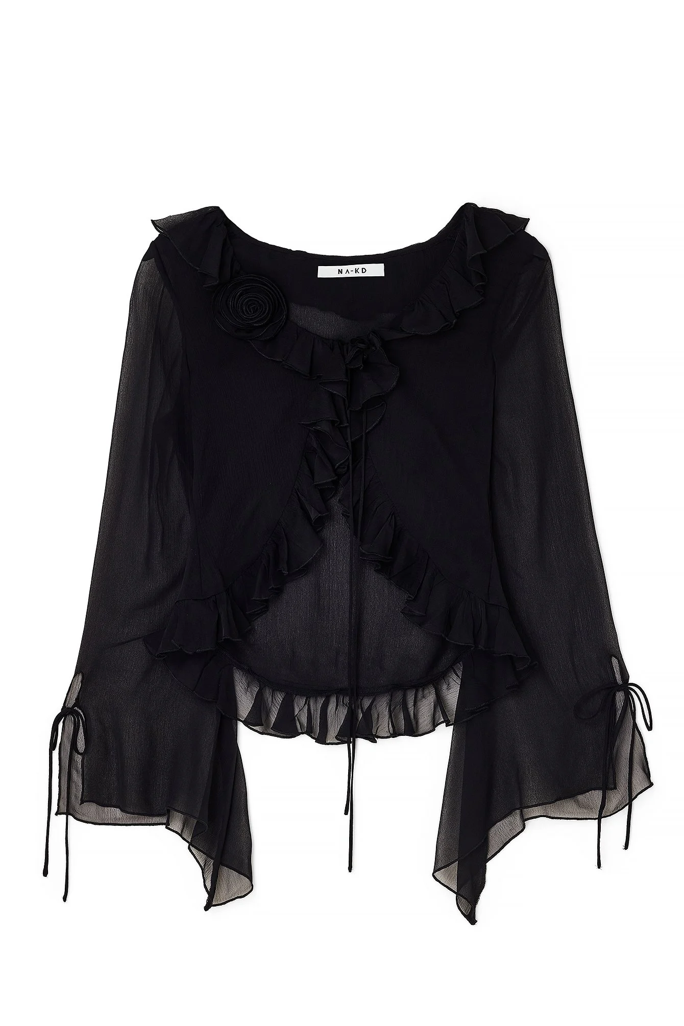 Rüschenbluse mit Schnürdetail
