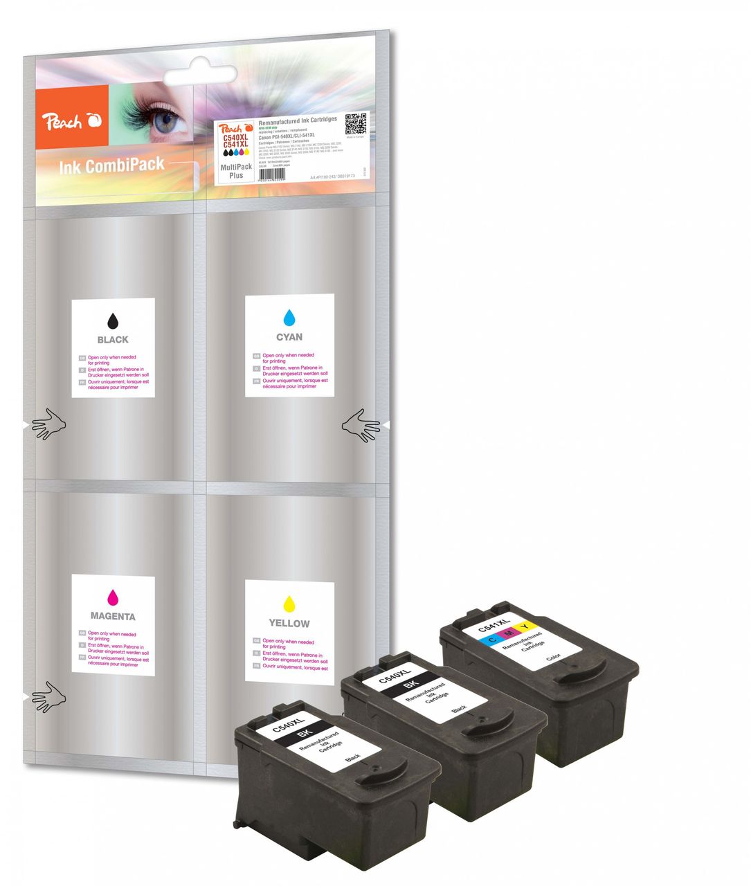 Peach SparPackPl. Druckköpfe ersetzt Canon PG-540XLBK*2, CL-541XLC