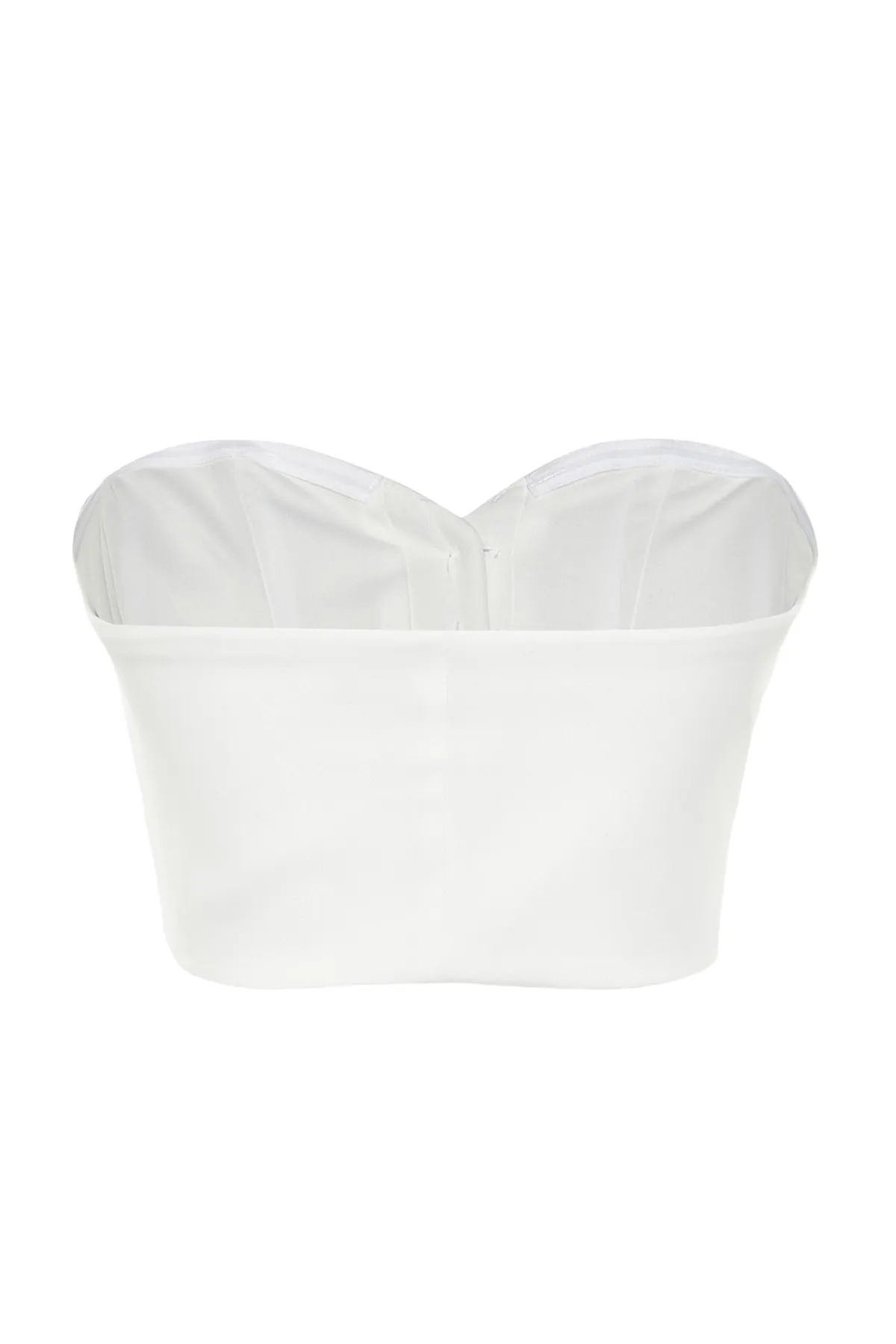 Trendyol Collection  Ecrufarbenes, bauchfreies, gefüttertes Bustier aus Webstoff TPRSS23BS00045